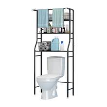 Load image into Gallery viewer, HQ&LP 3 Shelf Bathroom Space Saver,Over The Toilet Rack,Bathroom Corner Stand Storage Organizer Accessories,The Washing Machine,with Hanging Rod,Bathroom Tower Shelf,Black