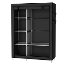 Load image into Gallery viewer, HQ&LP Closet Organizer Wardrobe Clothes Storage Shelves, Non-Woven Fabric Cover with Side Pockets,41.3 x 17.7 x 66.9 inches,Black
