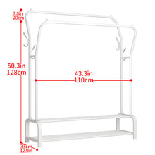 Load image into Gallery viewer, UDEAR Garment Rack Freestanding Hanger Double Rods Multi-functional Bedroom Clothing Rack, Double layer ,4 Hooks,Black