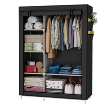 Load image into Gallery viewer, HQ&amp;LP Closet Organizer Wardrobe Clothes Storage Shelves, Non-Woven Fabric Cover with Side Pockets,41.3 x 17.7 x 66.9 inches,Black
