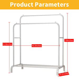 HQ&LP Garment Rack Freestanding Hanger Double Rods Multi-functional Bedroom Clothing Rack, Black