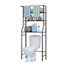 Load image into Gallery viewer, HQ&amp;LP 3 Shelf Bathroom Space Saver,Over The Toilet Rack,Bathroom Corner Stand Storage Organizer Accessories,The Washing Machine,with Hanging Rod,Bathroom Tower Shelf,Black
