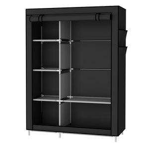 HQ&LP Closet Organizer Wardrobe Clothes Storage Shelves, Non-Woven Fabric Cover with Side Pockets,41.3 x 17.7 x 66.9 inches,Black