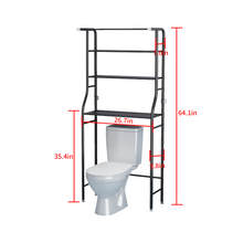 Load image into Gallery viewer, HQ&amp;LP 3 Shelf Bathroom Space Saver,Over The Toilet Rack,Bathroom Corner Stand Storage Organizer Accessories,The Washing Machine,with Hanging Rod,Bathroom Tower Shelf,Black
