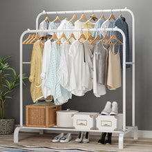 Load image into Gallery viewer, HQ&amp;LP Garment Rack Freestanding Hanger Double Rods Multi-functional Bedroom Clothing Rack, Black
