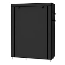 Load image into Gallery viewer, HQ&amp;LP Closet Organizer Wardrobe Clothes Storage Shelves, Non-Woven Fabric Cover with Side Pockets,41.3 x 17.7 x 66.9 inches,Black
