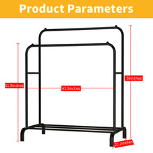 Load image into Gallery viewer, HQ&amp;LP Garment Rack Freestanding Hanger Double Rods Multi-functional Bedroom Clothing Rack, Black
