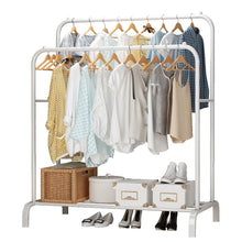Load image into Gallery viewer, HQ&amp;LP Garment Rack Freestanding Hanger Double Rods Multi-functional Bedroom Clothing Rack, Black
